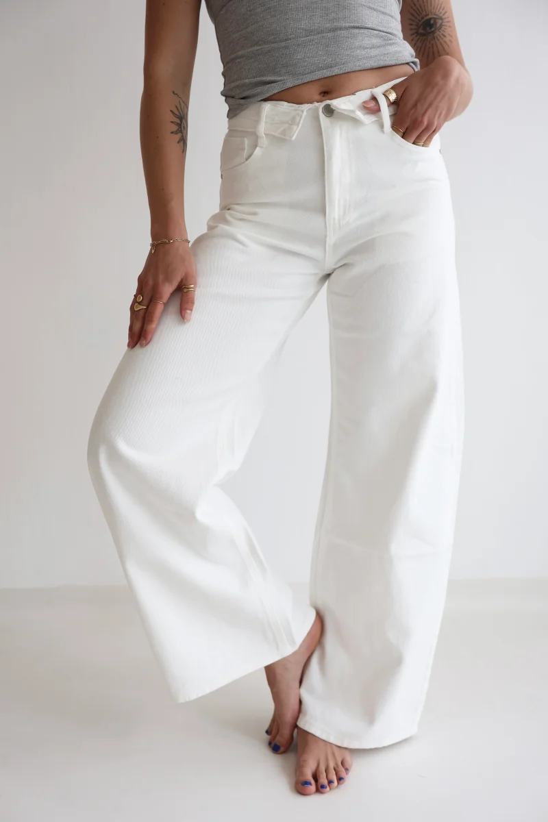White Barrel Waistband Jeans – Bild 6
