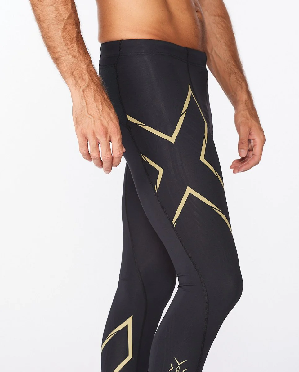 Light Speed Compression Tights Herren - black/gold reflective – Bild 6