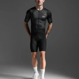 Aero Hex Tri Sleeved Top Triathlon Trikot Herren - black/white