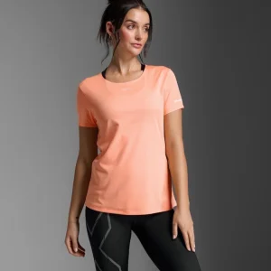 Light Speed Tech Tee Laufshirt Damen - digital peach/white reflective