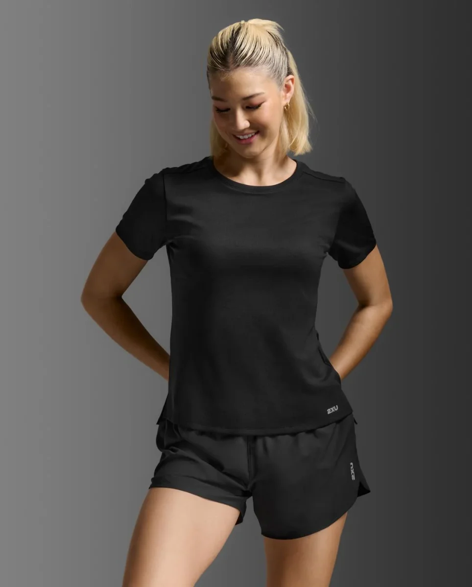 Aero Mesh Tee Laufshirt Damen - black/silver reflective