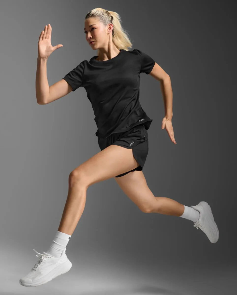 Aero Mesh Tee Laufshirt Damen - black/silver reflective – Bild 3